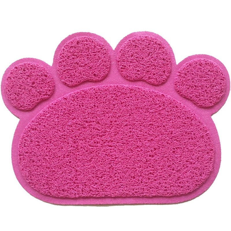 JOYJULY PVC Pet Dog Cat Puppy Kitten Dish Bowl Food Water Feeding Placemat, Non-Slip Cat Litter Mat Paw Shape, Rose Small - Image 2